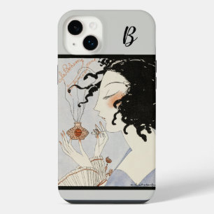 Funda Para iPhone 14 Plus DAMA CON PERFUME BOTTLE ART DECO BELLEZA Monograma