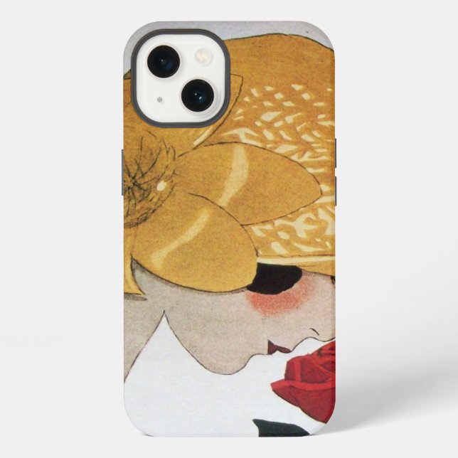 FUNDA PARA iPhone DAMA CON ROSA ROJA (Reverso )