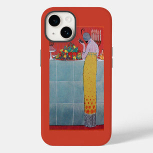 FUNDA PARA iPhone 14 DAMA Y FRUTAS MESA CONJUNTO ARTE DECO BELLEZA MODA