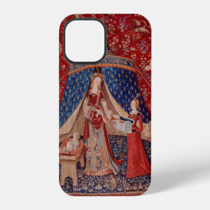 Funda Para iPhone 12 Dama y Tapiz Medieval Unicornio Deseo