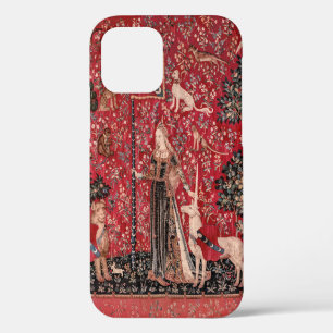 Funda Para iPhone 12 Dama y Unicornio Tapiz Medieval al Tacto