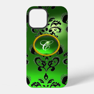 Funda Para iPhone 12 DAMASK GEM MONOGRAM verde