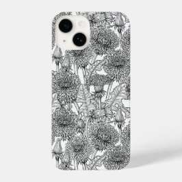 Funda Para iPhone 14 Dandelions, negro y blanco