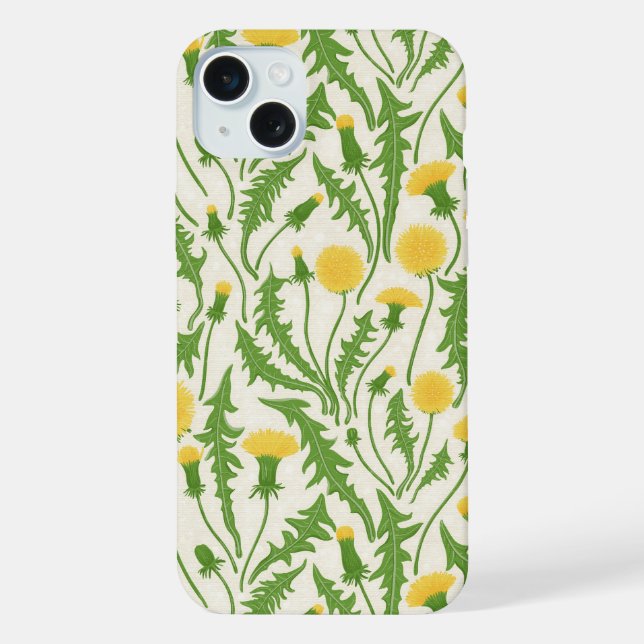Funda Para iPhone Dandelions, verde, amarillo y blanco (Reverso )