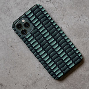 Funda Para iPhone 11Pro Max Dark Blue Green Industrial Faux Stainless Steel