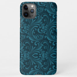 Funda Para iPhone 11Pro Max Dark teal floral damask pattern