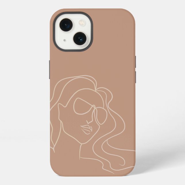 Funda para iPhone de arte de línea de mujer (Reverso )