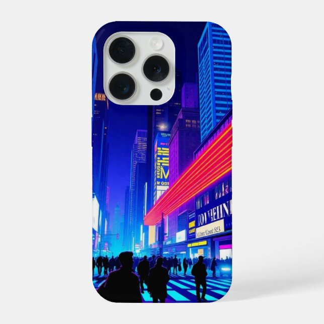 Funda para iPhone de arte pop Ciudad Neón Retro (Reverso )