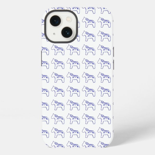 Funda para iPhone de caballo dala blanco azul (Reverso )