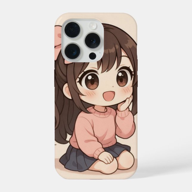 Funda para iPhone de chica Kawaii linda (Reverso )