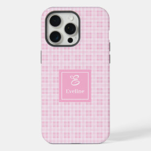 Funda para iPhone de Cuadros Rosa Moderno con Nomb
