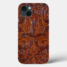 Funda para iPhone de cuero trabajado en color marr