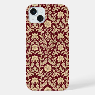 Funda para iPhone de Damasco Floral Crema Borgoña