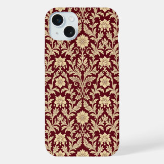 Funda para iPhone de Damasco Floral Crema Borgoña