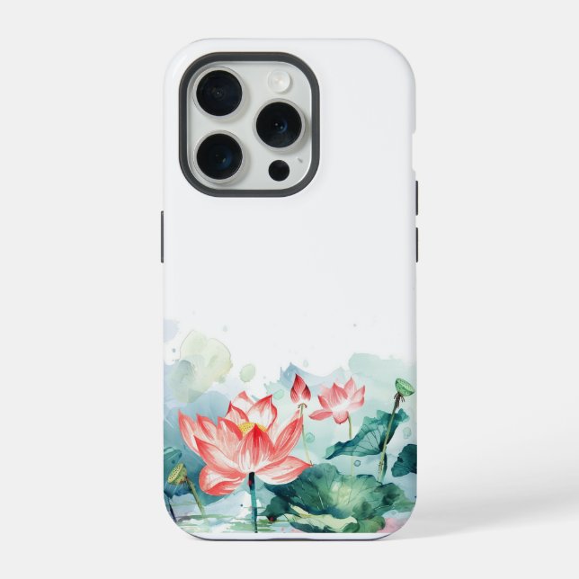 Funda para iPhone de flores rosadas al acuarela (Reverso )