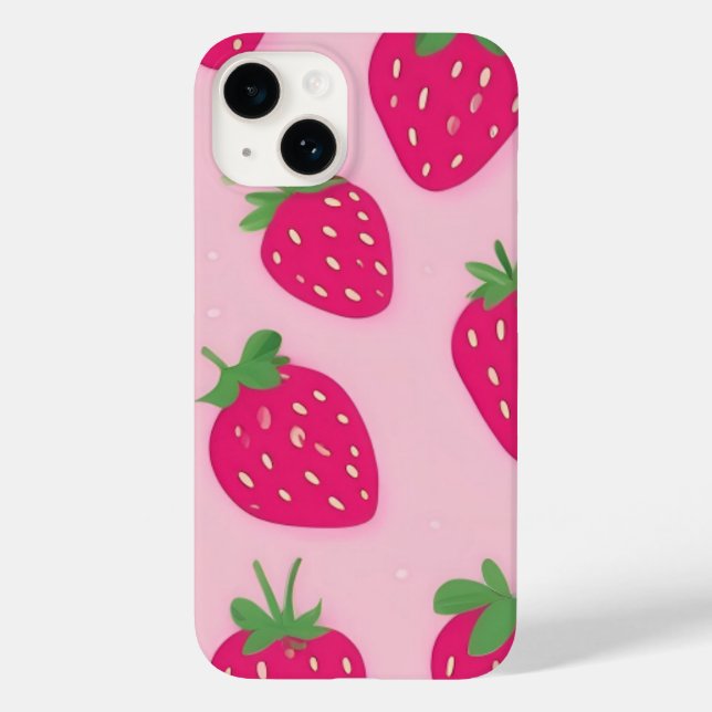 Funda para iPhone de fresa rosa 14 (Reverso )