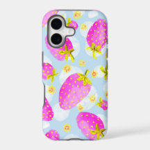 Funda para iPhone de fresa rosa linda