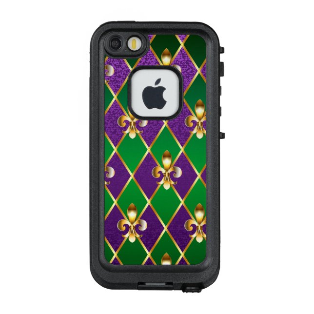 Funda Para iPhone De LifeProof Antecedentes de joyas Mardi Gras (Reverso)