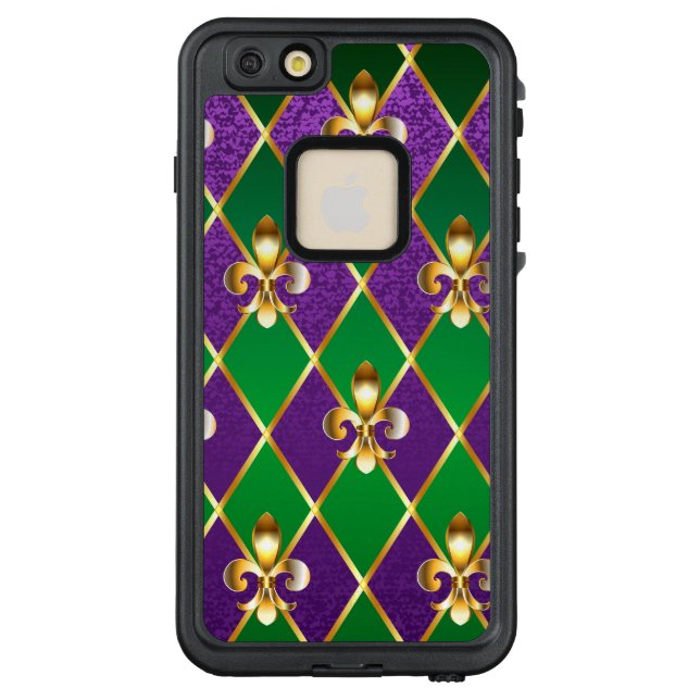 Funda Para iPhone De LifeProof Antecedentes de joyas Mardi Gras (Reverso)
