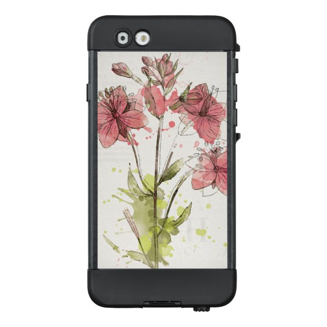 Funda Para iPhone De LifeProof Chapoteo rosado oscuro floral (Reverso)