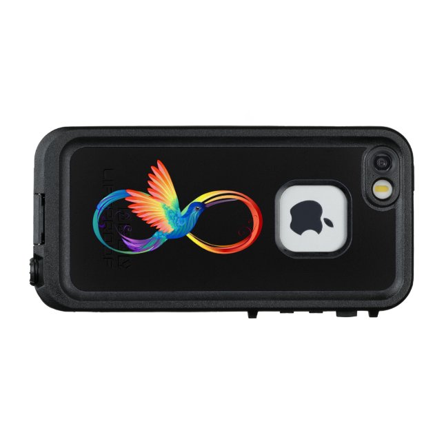 Funda Para iPhone De LifeProof Colibrí arcoiris con símbolo Infinity (Reverso horizontal)