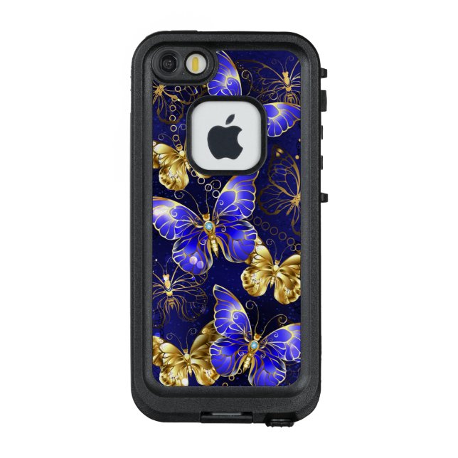 Funda Para iPhone De LifeProof Composición con mariposas de zafiro (Reverso)