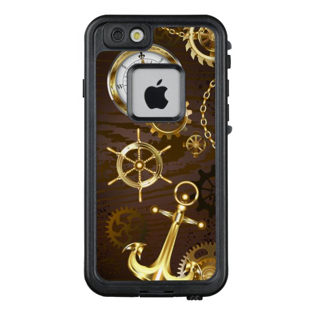 Funda Para iPhone De LifeProof Fondo de madera con caballito de mar mecánico (Reverso)