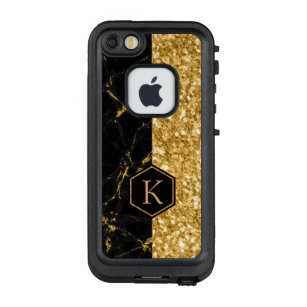 Funda FRÄ’ De LifeProof Para iPhone SE/5/5s Impresión de textura de Purpurina de oro y piedra 
