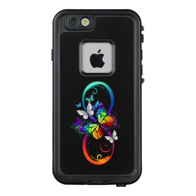 Funda Para iPhone De LifeProof Infinito brillante con mariposa arcoíris (Reverso)