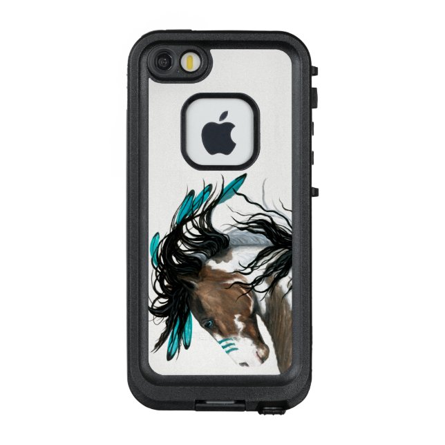 Funda Para iPhone De LifeProof Majestuosas plumas Verde azuladas de caballos de B (Reverso)
