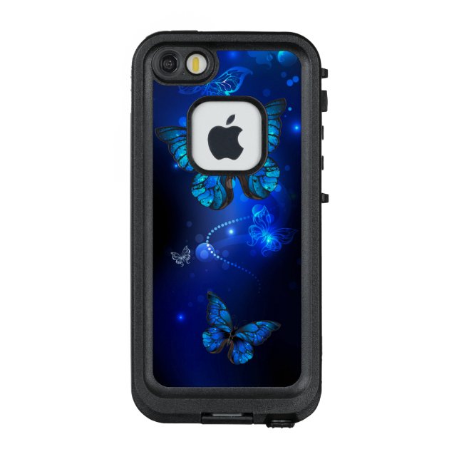 Funda Para iPhone De LifeProof Mariposa morfo en el fondo oscuro (Reverso)