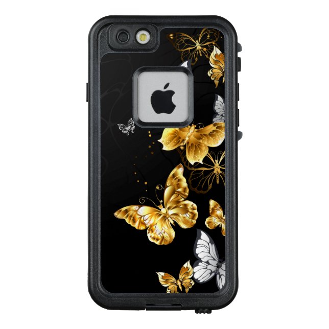 Funda Para iPhone De LifeProof Mariposas doradas y blancas (Reverso)