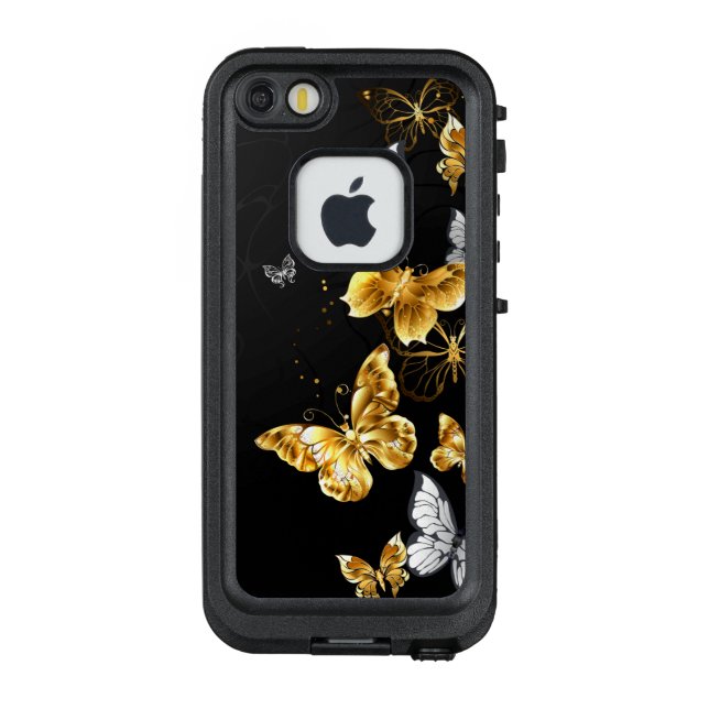 Funda Para iPhone De LifeProof Mariposas doradas y blancas (Reverso)