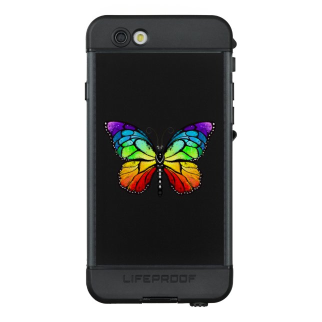 Funda Para iPhone De LifeProof Monarca de mariposa arco iris (Reverso)
