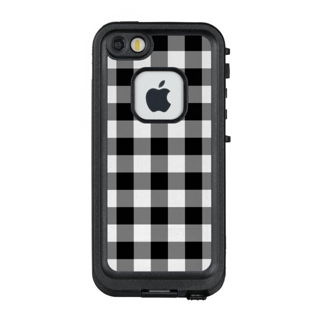 Funda Para iPhone De LifeProof Negrita y blanco Gingham Plaid (Reverso)