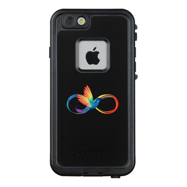 Funda Para iPhone De LifeProof Rainbow Hummingbird with Infinity symbol (Reverso)