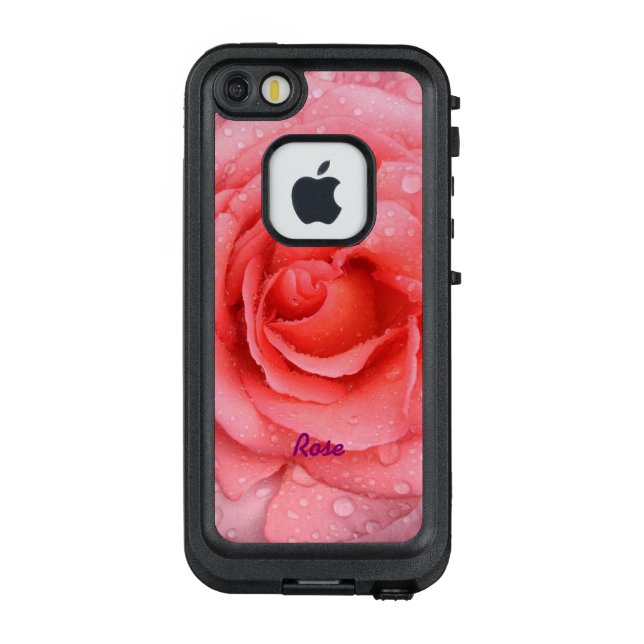 Funda Para iPhone De LifeProof Rojos Románticos Rosas Rosadas con Agua Personaliz (Reverso)