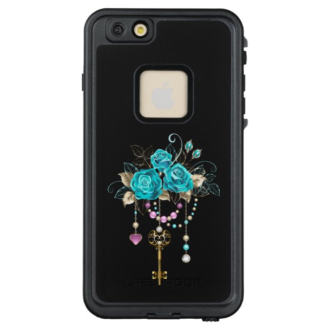 Funda Para iPhone De LifeProof Rosas turquesas con llaves (Reverso)