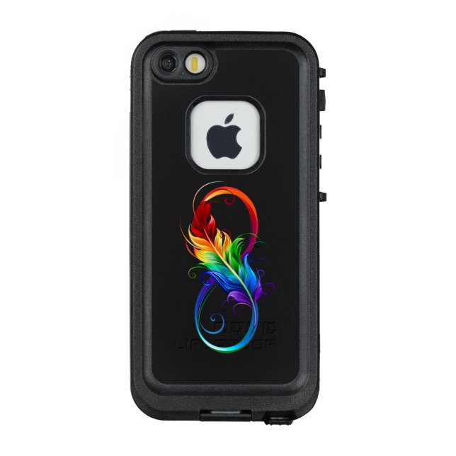 Funda Para iPhone De LifeProof Símbolo infinito con plumas arcoiris (Reverso)