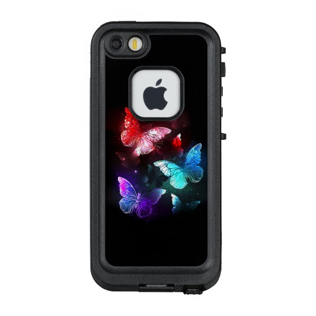 Funda Para iPhone De LifeProof Tres mariposas brillantes en el fondo nocturno (Reverso)