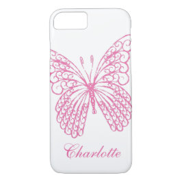 Funda para iPhone de mariposa rosa caliente 7