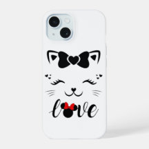 Funda para iPhone de Minnie Mouse y gato adorable