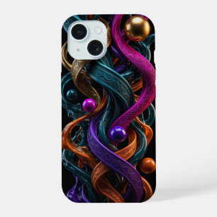 Funda para iPhone de oro líquido teal magenta 3D