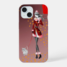 Funda para iPhone de Perro que Camina y Hojas de O