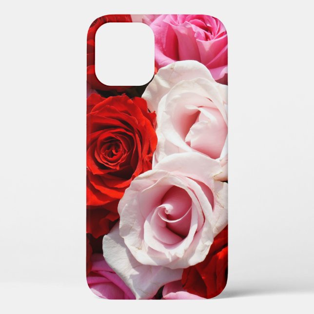 Funda para iPhone de rosas rojas y rosas 12 (Reverso )