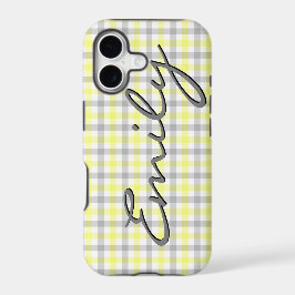 Funda para iPhone de Tartán Gris y Amarillo Elegan
