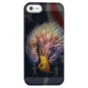 Funda Transparente Para iPhone SE/5/5s Águila calva americana con bandera