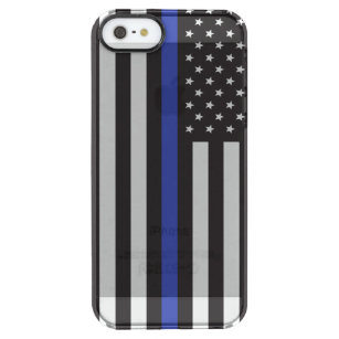Funda Transparente Para iPhone SE/5/5s Bandera norteamericana delgada de línea azul perso