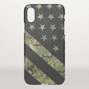 Funda Para iPhone X Camuflaje digital militar Bandera estadounidense