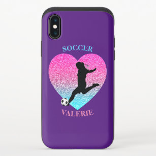 Funda Deslizante Para iPhone XS Chica de fútbol Sparkle 